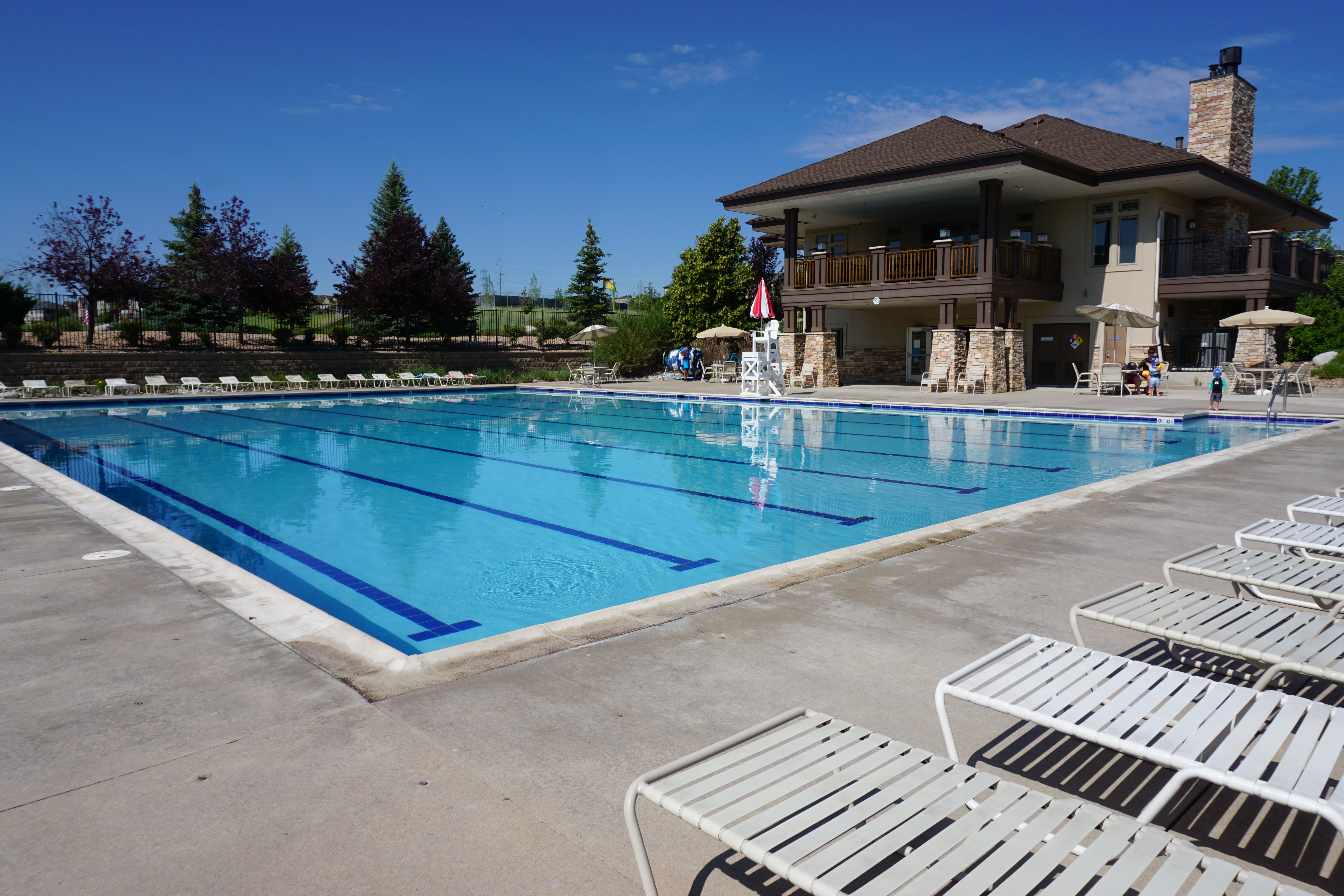 The community swimming pool beside the clubhouse